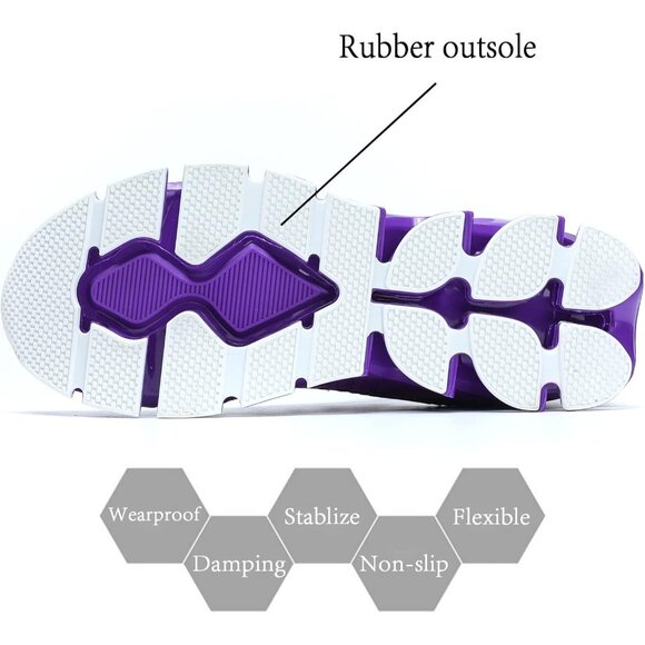 Women Purple Slip-On Walking Running Shoes Blade Sneakers Non-Slip Comfort Shoes - Picture 5 of 8